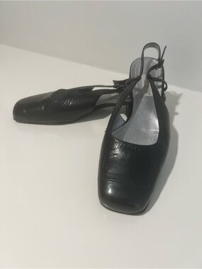 Bruno Magli Black Leather Slingback Sandals